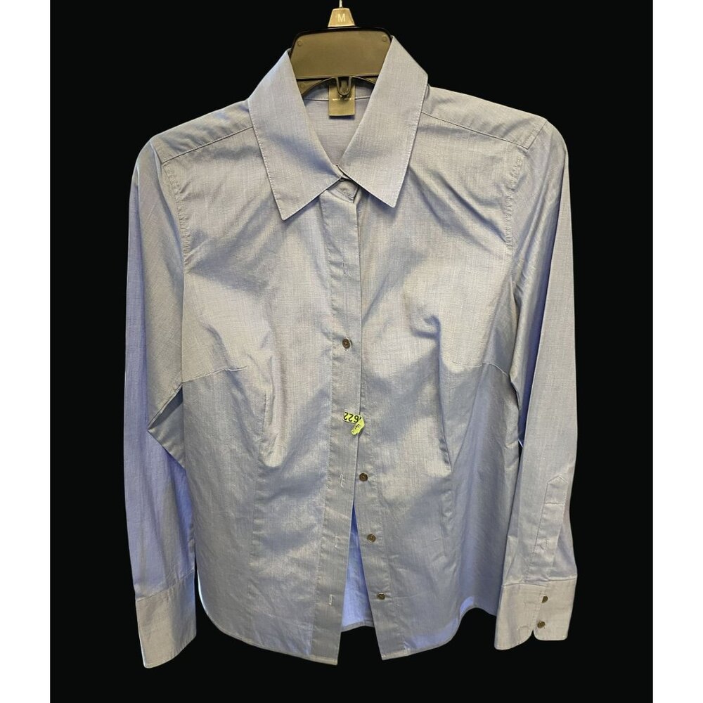 Cloi N Womens Blue Button-Up Long-Sleeve Collared Shirt Size 6 CL01 N